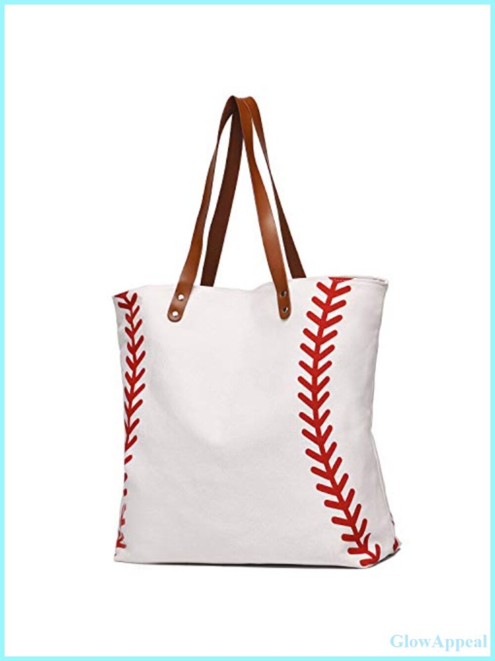 Canvas Baseball Tote Bag Sports Print Utility Top Handle Shoulder Bag Large